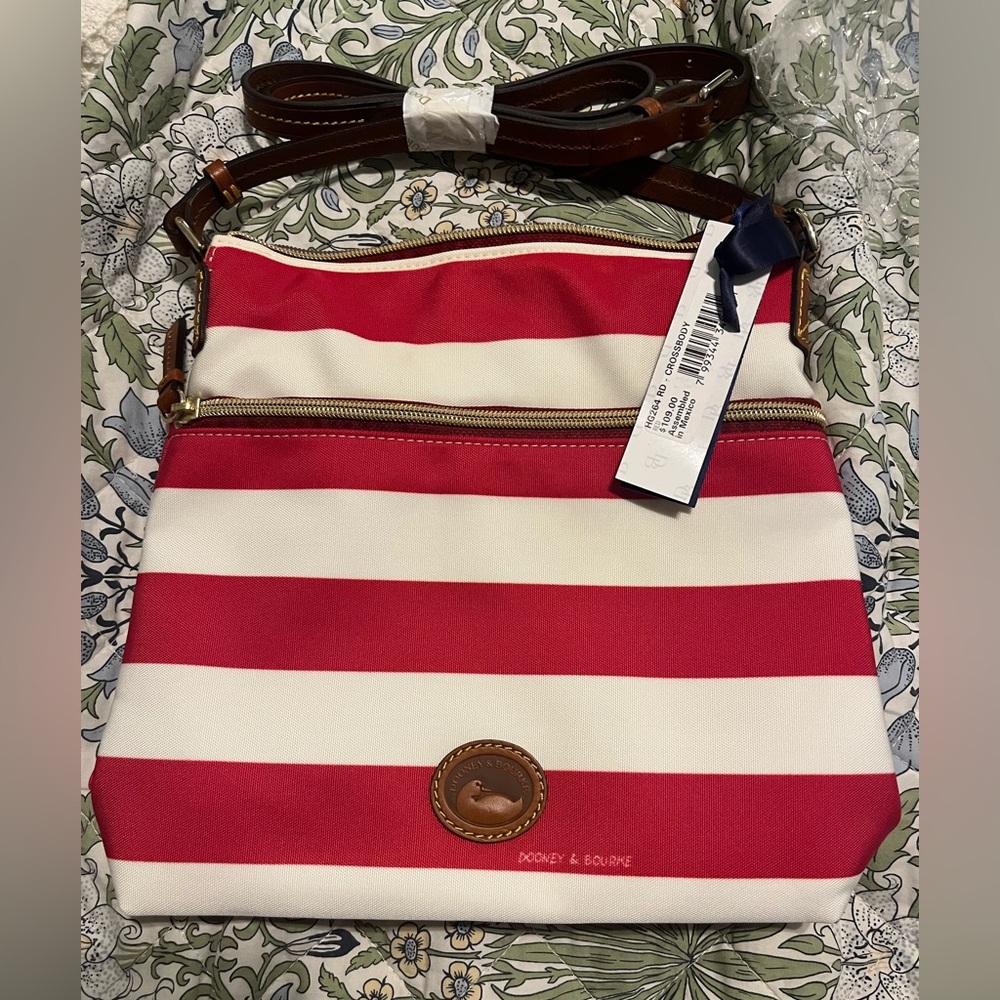 Dooney & Bourke | Nylon Crossbody | Red and White Striped | NWT